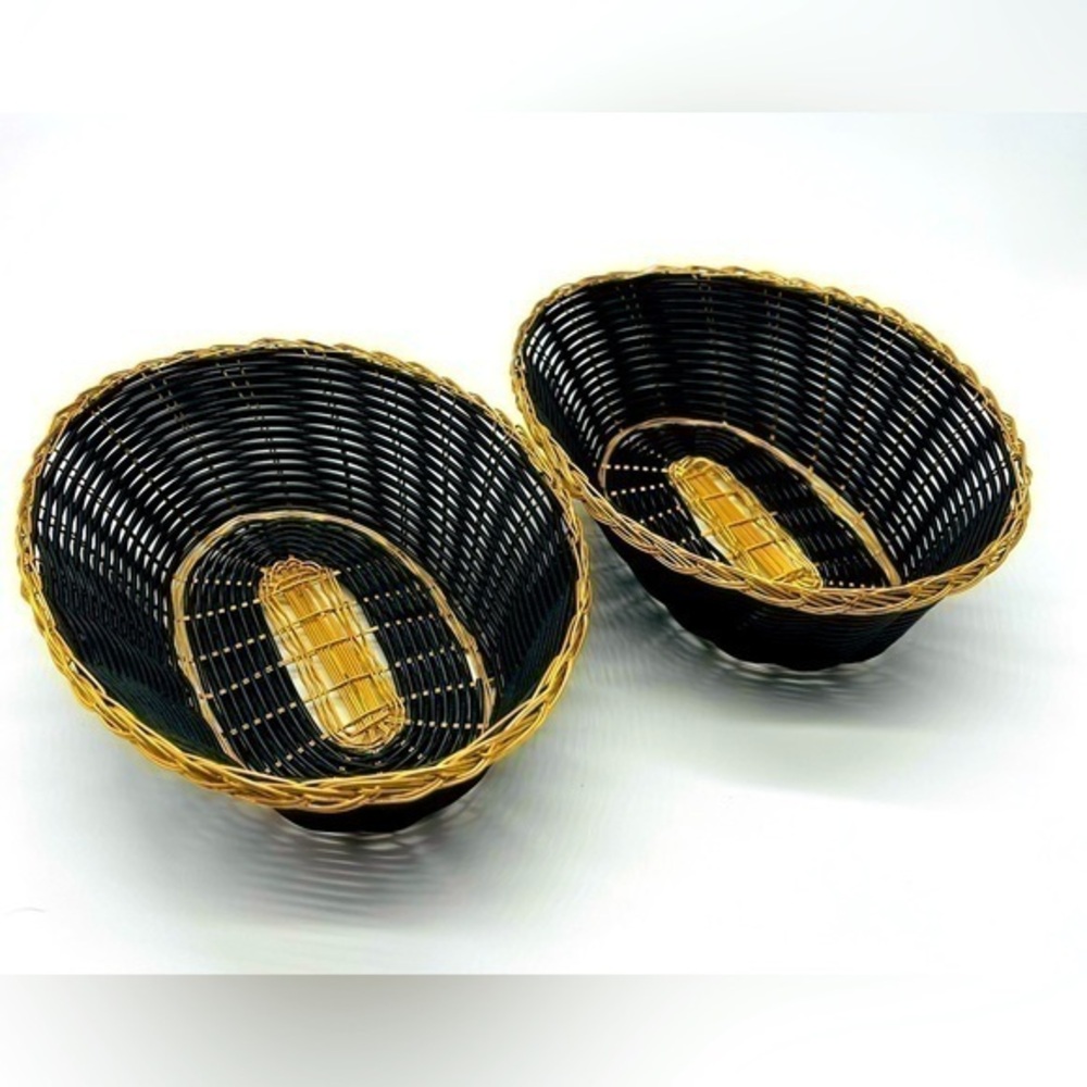 Set of 2 baskets dark dark navy blue (almost black) & gold bread or decorative